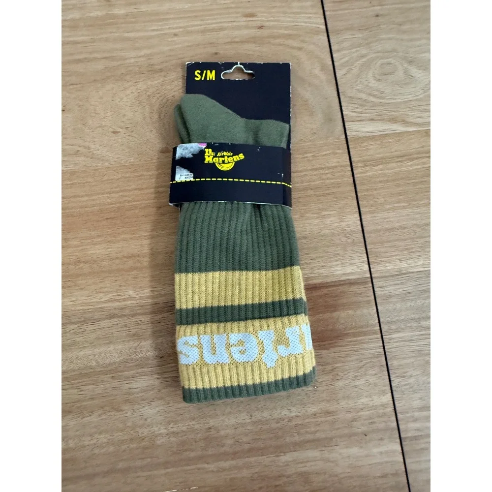 Dr. Martens Khaki Ochre Athletic Logo Crew Socks S/M AC681271